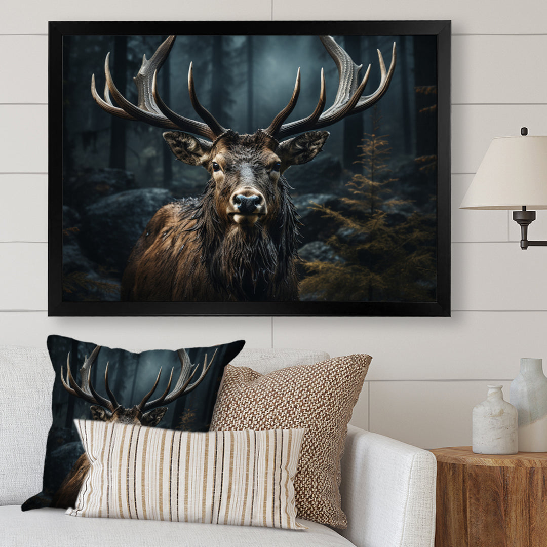 Black White Moose Portrait - Black Moose Wall Art