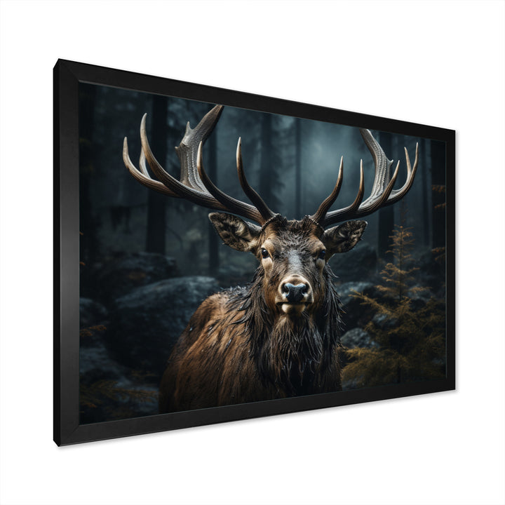 Black White Moose Portrait - Black Moose Wall Art