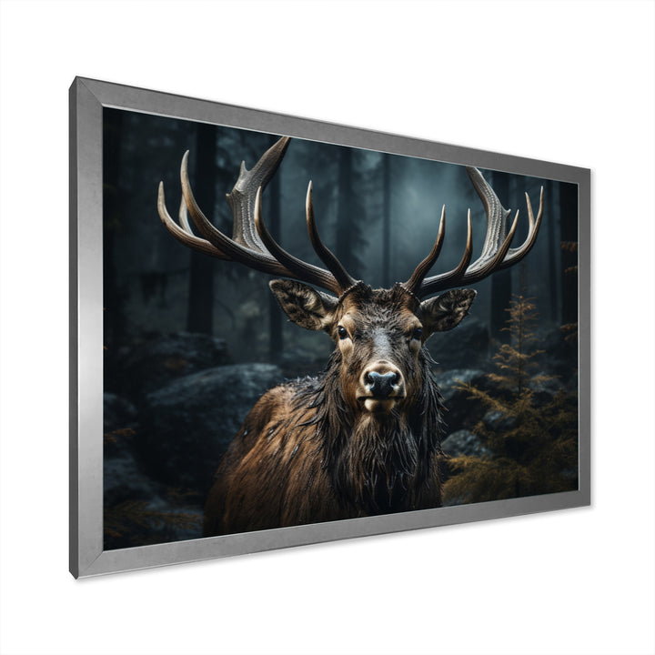 Black White Moose Portrait - Black Moose Wall Art