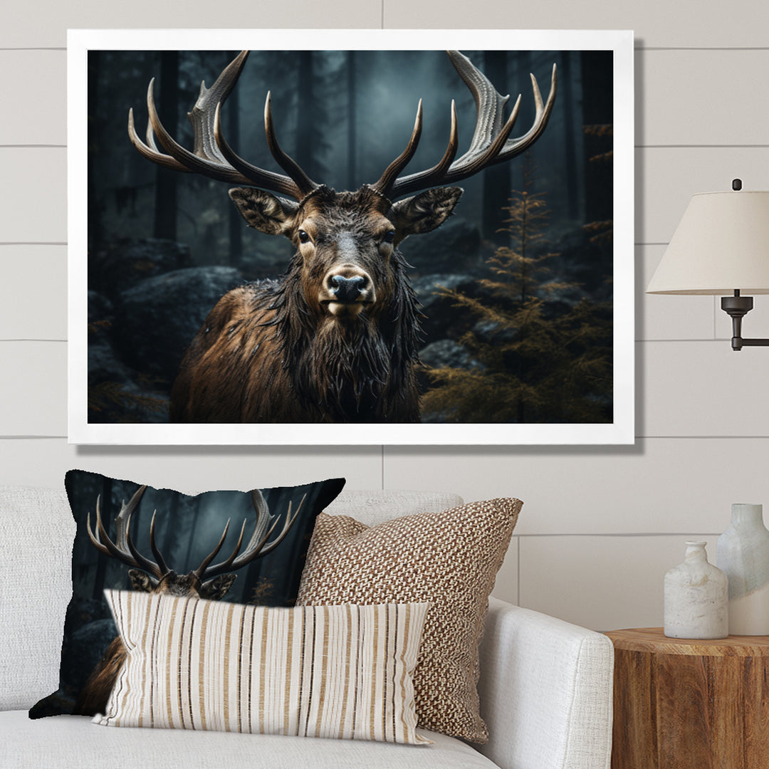 Black White Moose Portrait - Black Moose Wall Art
