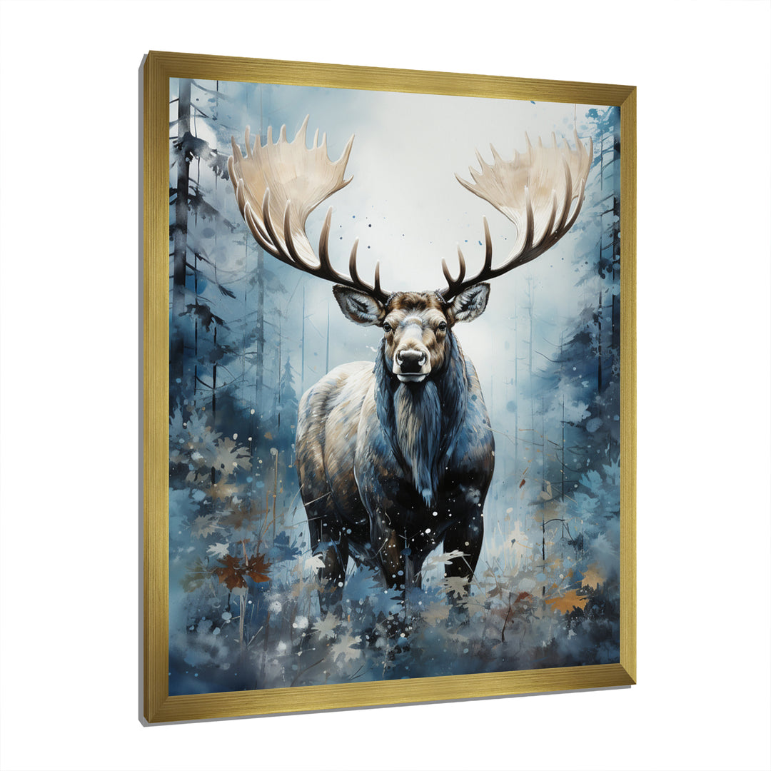 Blue Moose Winter Symphony - Moose Living Room Wall Art