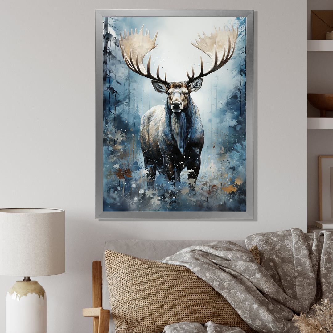 Blue Moose Winter Symphony - Moose Living Room Wall Art