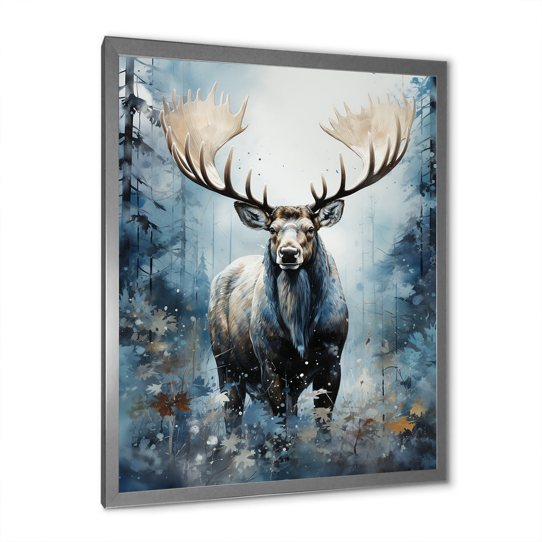 Blue Moose Winter Symphony - Moose Living Room Wall Art