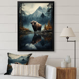 Brown Teal Moose Twilight Symphony - Moose Bedroom Wall Art