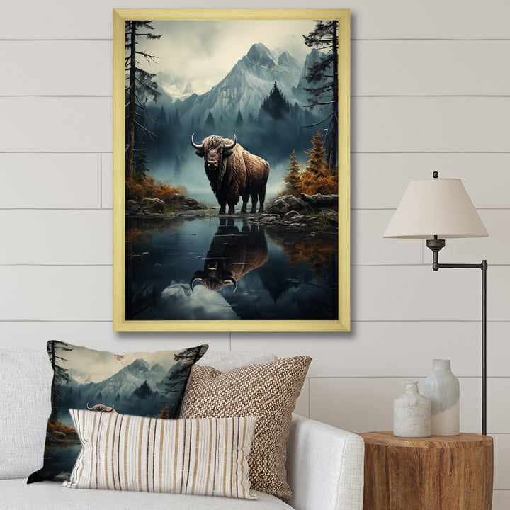 Brown Teal Moose Twilight Symphony - Moose Bedroom Wall Art
