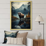 Brown Teal Moose Twilight Symphony - Moose Bedroom Wall Art