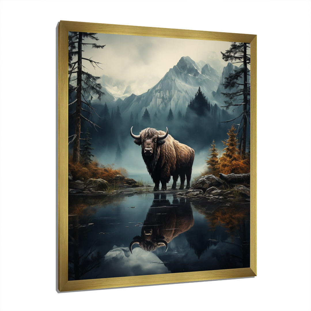 Brown Teal Moose Twilight Symphony - Moose Bedroom Wall Art