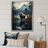 Brown Teal Moose Twilight Symphony - Moose Bedroom Wall Art