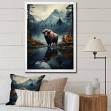 Brown Teal Moose Twilight Symphony - Moose Bedroom Wall Art