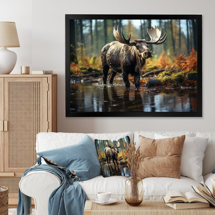 Brown Yellow Moose Canada - Moose Canvas Wall Art