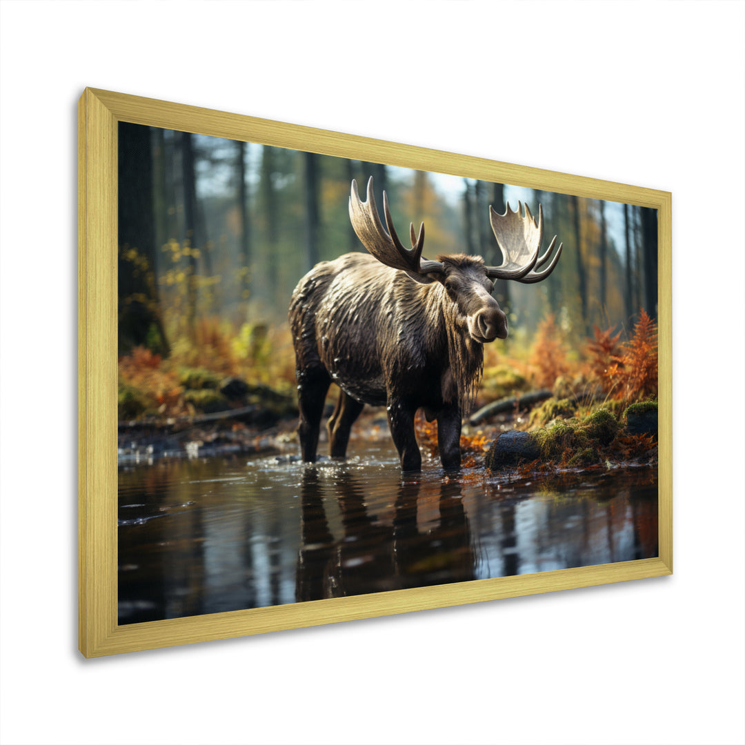 Brown Yellow Moose Canada - Moose Canvas Wall Art