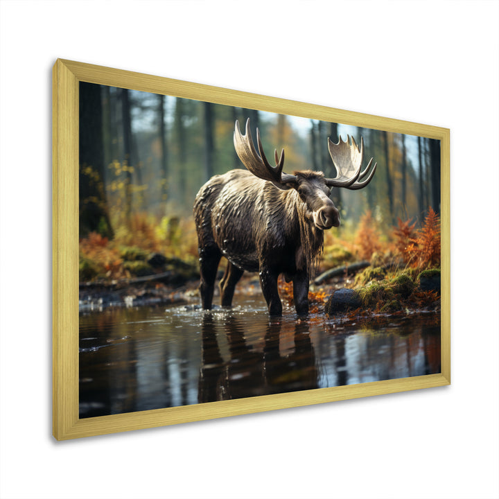 Brown Yellow Moose Canada - Moose Canvas Wall Art
