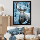 Blue White Moose Winter Frost - Moose Wall Decor