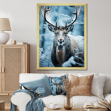 Blue White Moose Winter Frost - Moose Wall Decor