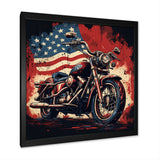 Red Blue Motorcycle American Flag Background - Motorcycle Canvas Wall Art