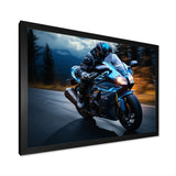Blue Yellow Motorcycle Symphony - Motorcycle Canvas Wall Art