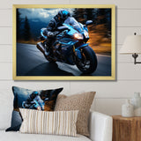 Blue Yellow Motorcycle Symphony - Motorcycle Canvas Wall Art