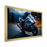 Blue Yellow Motorcycle Symphony - Motorcycle Canvas Wall Art