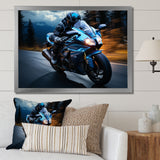 Blue Yellow Motorcycle Symphony - Motorcycle Canvas Wall Art