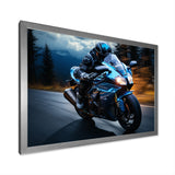Blue Yellow Motorcycle Symphony - Motorcycle Canvas Wall Art