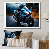 Blue Yellow Motorcycle Symphony - Motorcycle Canvas Wall Art