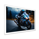 Blue Yellow Motorcycle Symphony - Motorcycle Canvas Wall Art