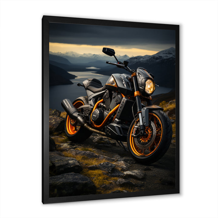 Yellow Black Motorcycle Wanderlust - Motorcycle Canvas Wall Art
