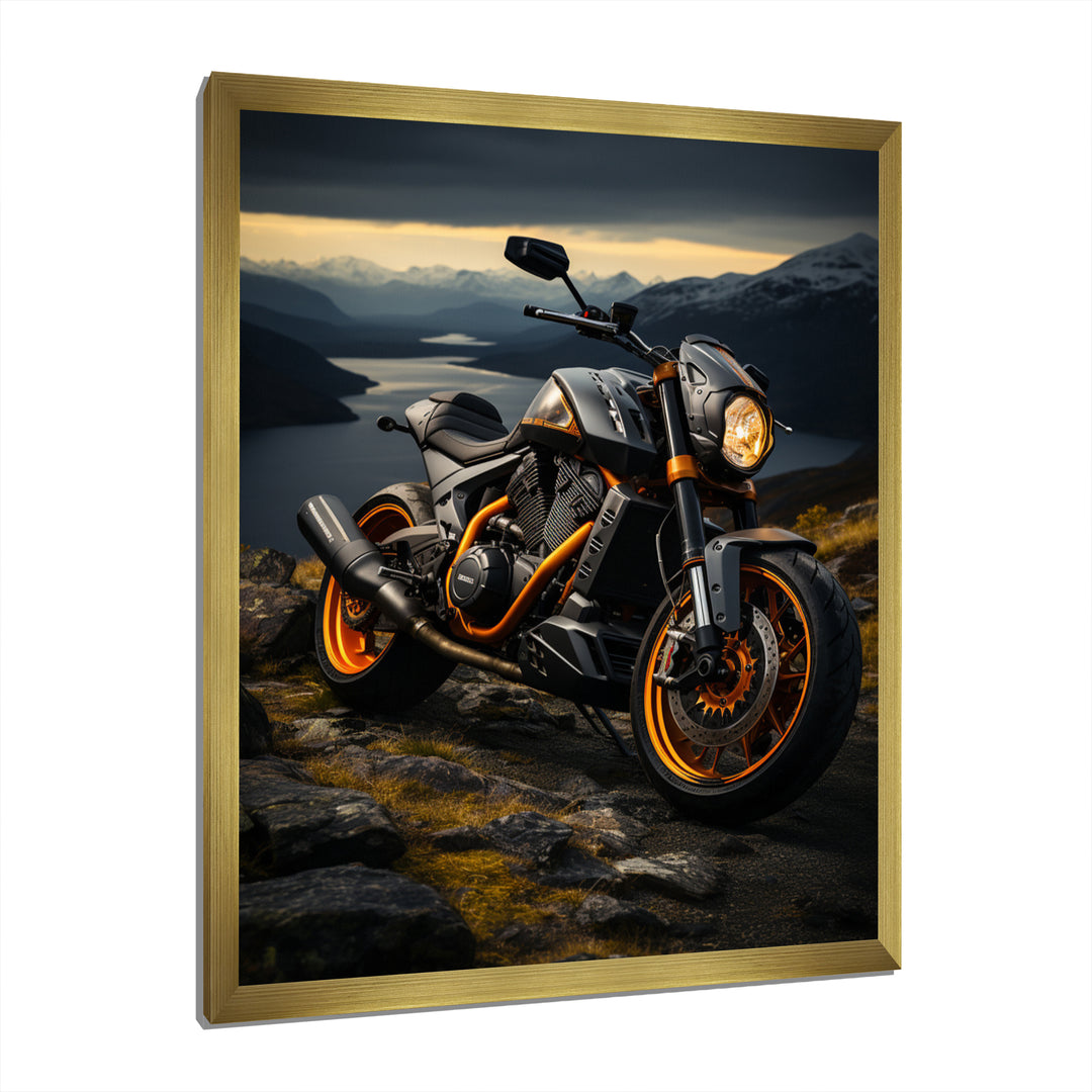 Yellow Black Motorcycle Wanderlust - Motorcycle Canvas Wall Art