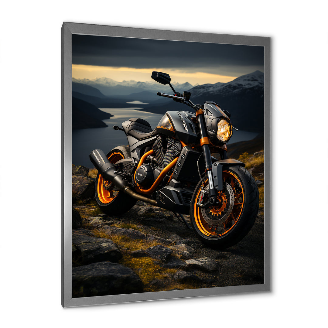 Yellow Black Motorcycle Wanderlust - Motorcycle Canvas Wall Art