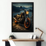 Orange Black Motorcycle Wanderlust I - Motorcycle Canvas Wall Art