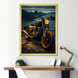 Orange Black Motorcycle Wanderlust I - Motorcycle Canvas Wall Art