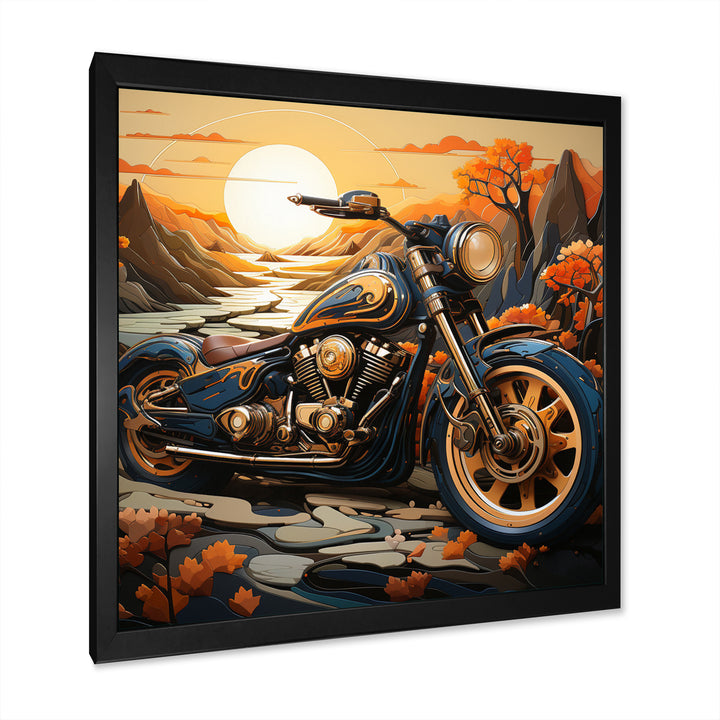 Orange Yellow Motorcycle Wanderlust - Motorcycle Canvas Wall Art
