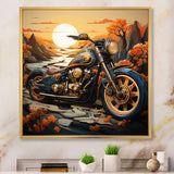 Orange Yellow Motorcycle Wanderlust - Motorcycle Canvas Wall Art