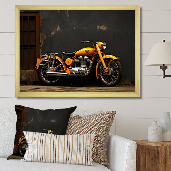 Orange Black Motorcycle Road Rhythms I - Motorcycle Canvas Wall Art