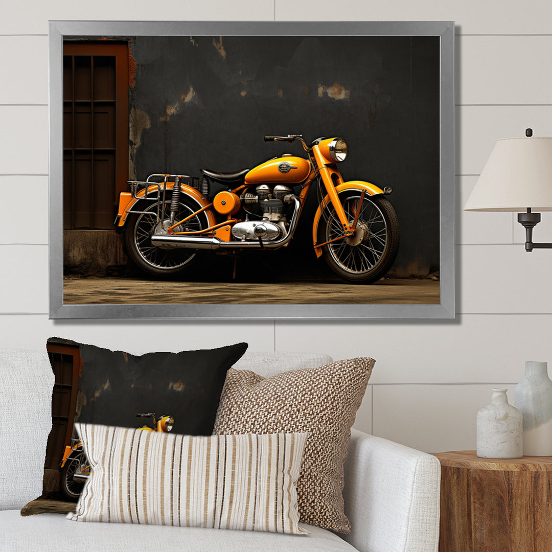 Orange Black Motorcycle Road Rhythms I - Motorcycle Canvas Wall Art