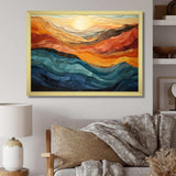 Coral Teal Bold Mountains Landscape - Landscapes Canvas Wall Art