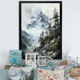 Green White Mountains Majestic Winter Peaks - Landscapes Canvas Wall Art