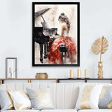 Beige Red Music Piano Harmony I - Music Canvas Wall Art