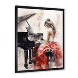 Beige Red Music Piano Harmony I - Music Canvas Wall Art