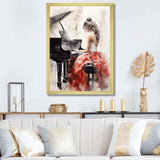 Beige Red Music Piano Harmony I - Music Canvas Wall Art