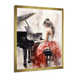 Beige Red Music Piano Harmony I - Music Canvas Wall Art