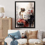 Beige Red Music Piano Harmony II - Music Canvas Wall Art