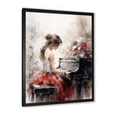 Beige Red Music Piano Harmony II - Music Canvas Wall Art