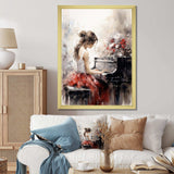 Beige Red Music Piano Harmony II - Music Canvas Wall Art