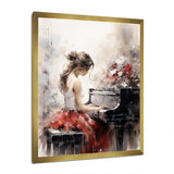 Beige Red Music Piano Harmony II - Music Canvas Wall Art