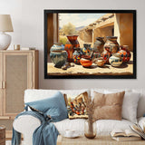 Native Art Pueblo Pottery II - People Canvas Wall Art