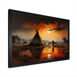 Orange Native Tipi Embracing Tradition II - People Canvas Wall Art