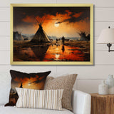 Orange Native Tipi Embracing Tradition II - People Canvas Wall Art