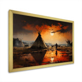 Orange Native Tipi Embracing Tradition II - People Canvas Wall Art