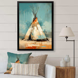 Turquoise Beige Native Tipi Whispers Of Spirit - People Canvas Wall Art